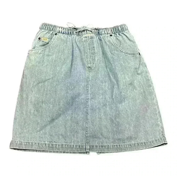 Blass Sport Light-Wash Denim Jean Skirt - Size 12 Petite, Stretch Waist - Picture 1 of 6